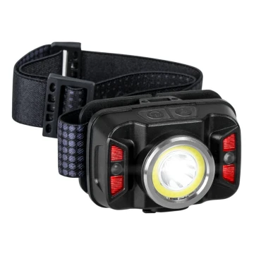 Linterna frontal LED recargable y regulable con sensor y luz roja LED/15W/5V IP66 430 lm 24 h 1800 mAh