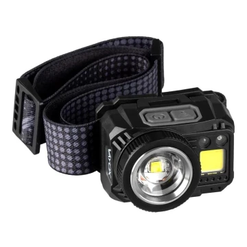 Linterna frontal LED recargable y regulable con sensor y luz roja LED/6W/5V/3xAAA IP44 500 lm 11,5 h 1200 mAh