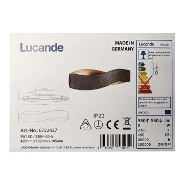 Lucande - Aplique LED LIAN LED/9W/230V