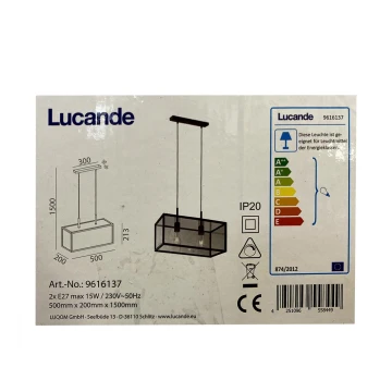 Lucande - Lámpara colgante BEYZA 2xE27/15W/230