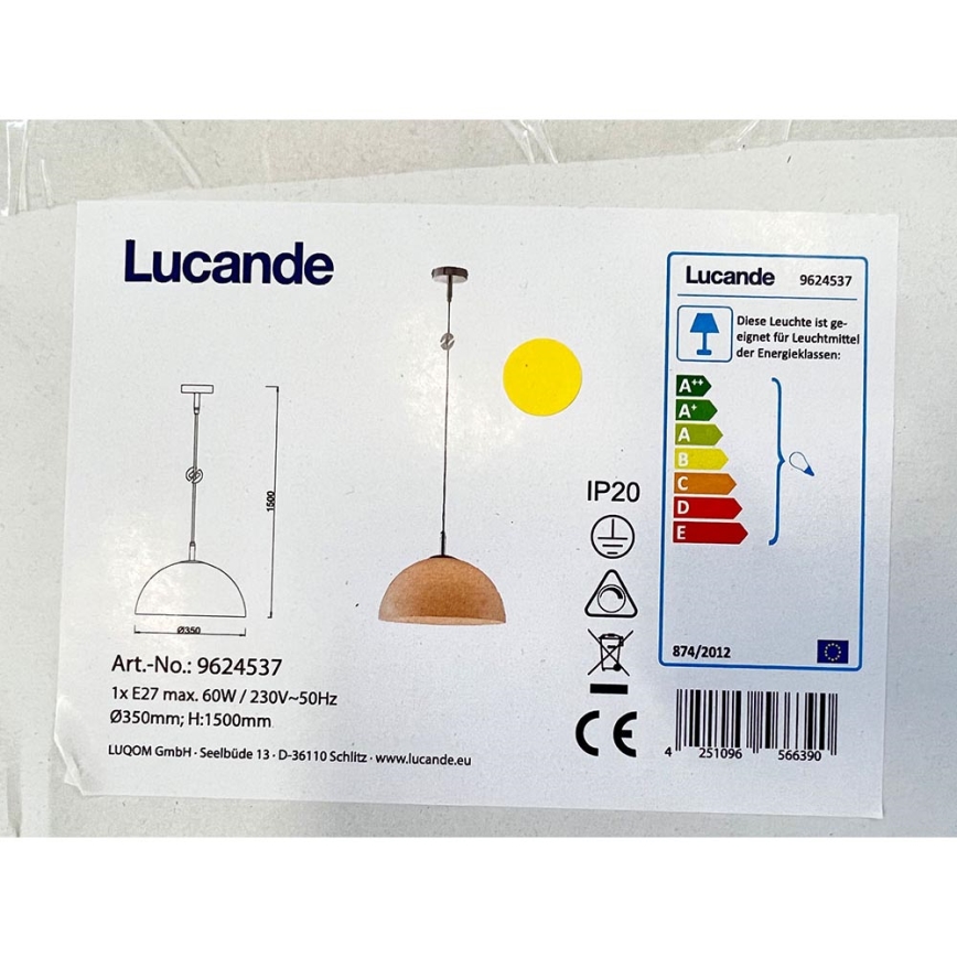 Lucande - Lámpara de araña con cable LOURENCO 1xE27/60W/230V