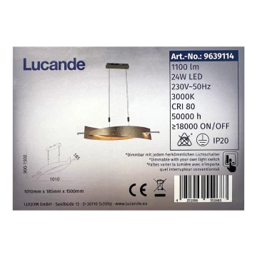 Lucande - Lámpara de araña LED regulable con cable MARIJA LED/24W/230V