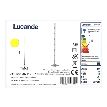 Lucande - Lámpara de pie LED regulable MARGEAU 7xLED/4,7W/230V