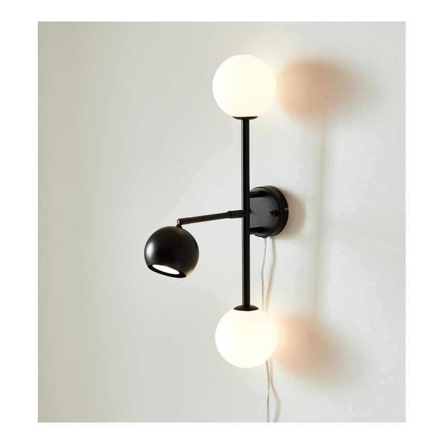 Markslöjd 108255 - Lámpara de pared BESIDE 2xG9/20W/230V + 1xGU10/7W/230V negro