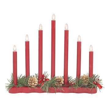 Markslöjd 704018 - Candelero navideño HOL 7xE10/0,06W/230V rojo