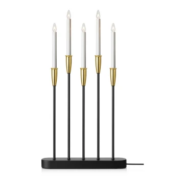 Markslöjd 705282 - Candelabro de Navidad NICE 5xE10/3W/230V negro/latón