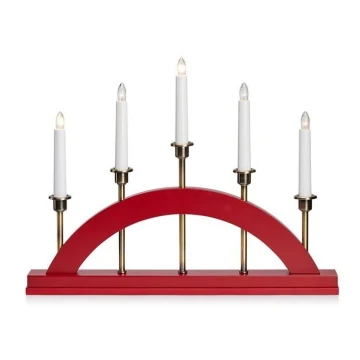 Markslöjd 705833 - Portavelas de Navidad BRIDGE 5xE10/3W/230V rojo