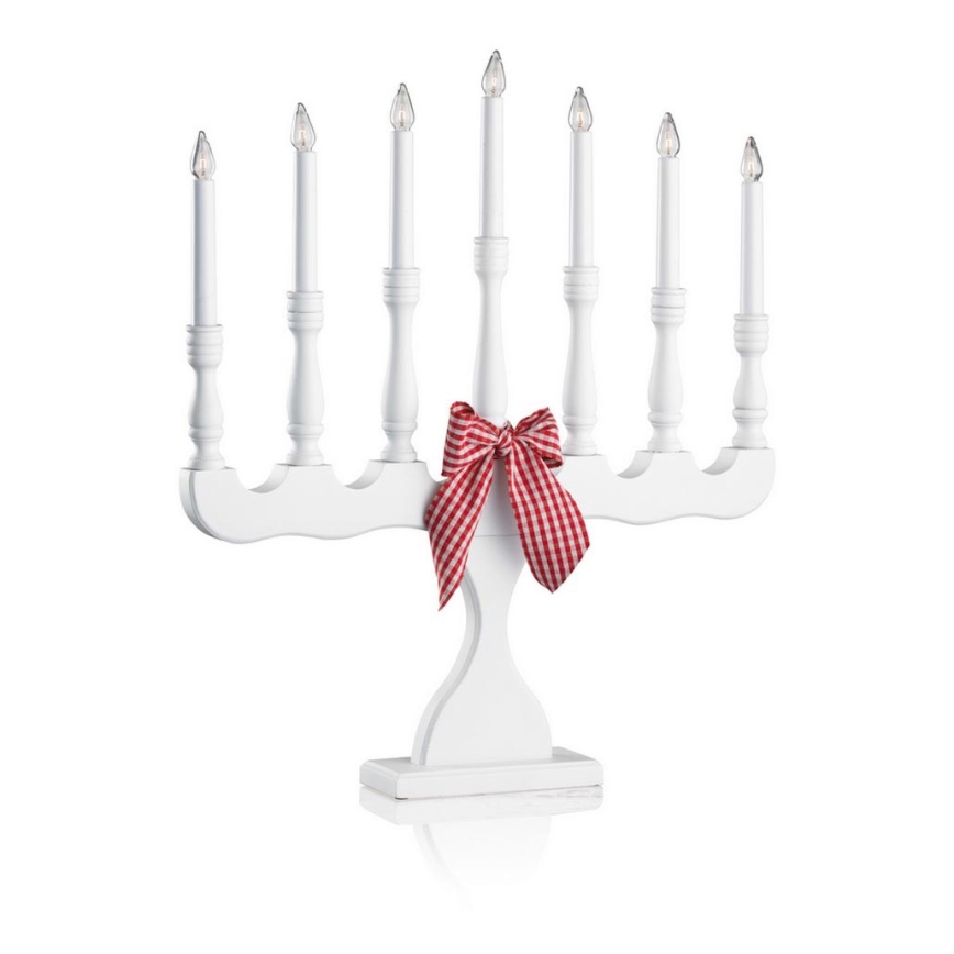 Markslöjd 8004 - Candelabro de Navidad SVANEHOLM 7xE10/3W/230V blanco