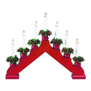 Markslöjd 8314,120 - Candelabro navideño TOMAS 7xE10/3W/230V rojo