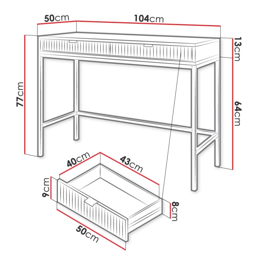 Mesa auxiliar NOVA 77x104 cm blanco+/dorado