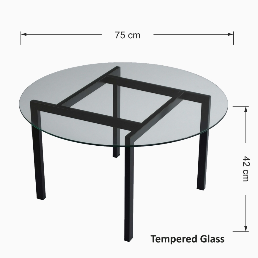 Mesa de centro BALANCE 42x75 cm negro/transparente
