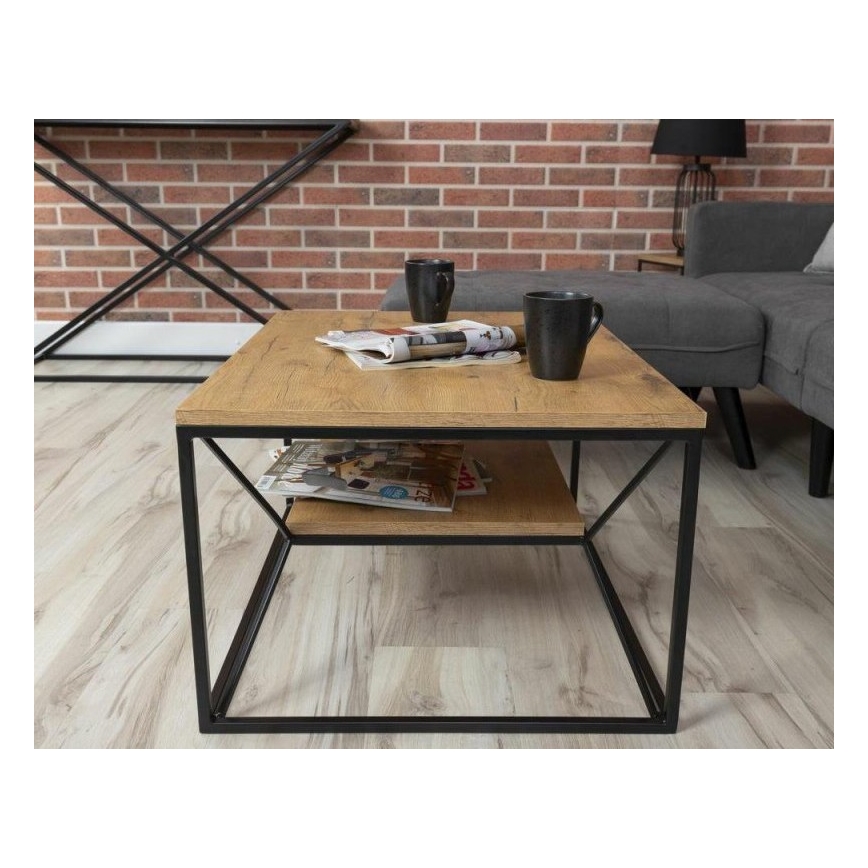 Mesa de centro BASICLOFT 40x80 cm negro/marrón