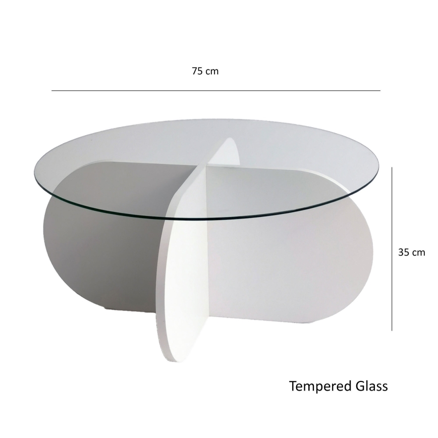 Mesa de centro BUBBLE 35x75 cm blanco/transparente