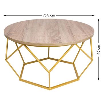 Mesa de centro DIAMOND 40x70 cm dorado/marrón