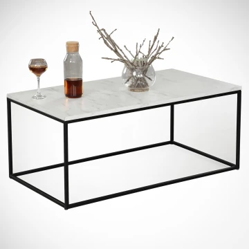 Mesa de centro MARMO 43x95 cm blanco/negro