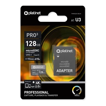 MicroSDXC 128GB U3 Pro A1 90MB/s + adaptador SD