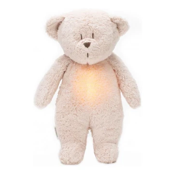 Moonie - Pelele con melodía y luz, pequeño oso de miel orgánica en tono rosado natural