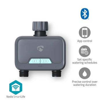 Nedis BTWV20GY - Regulador de caudal de agua 4xAA Wi-Fi IP54