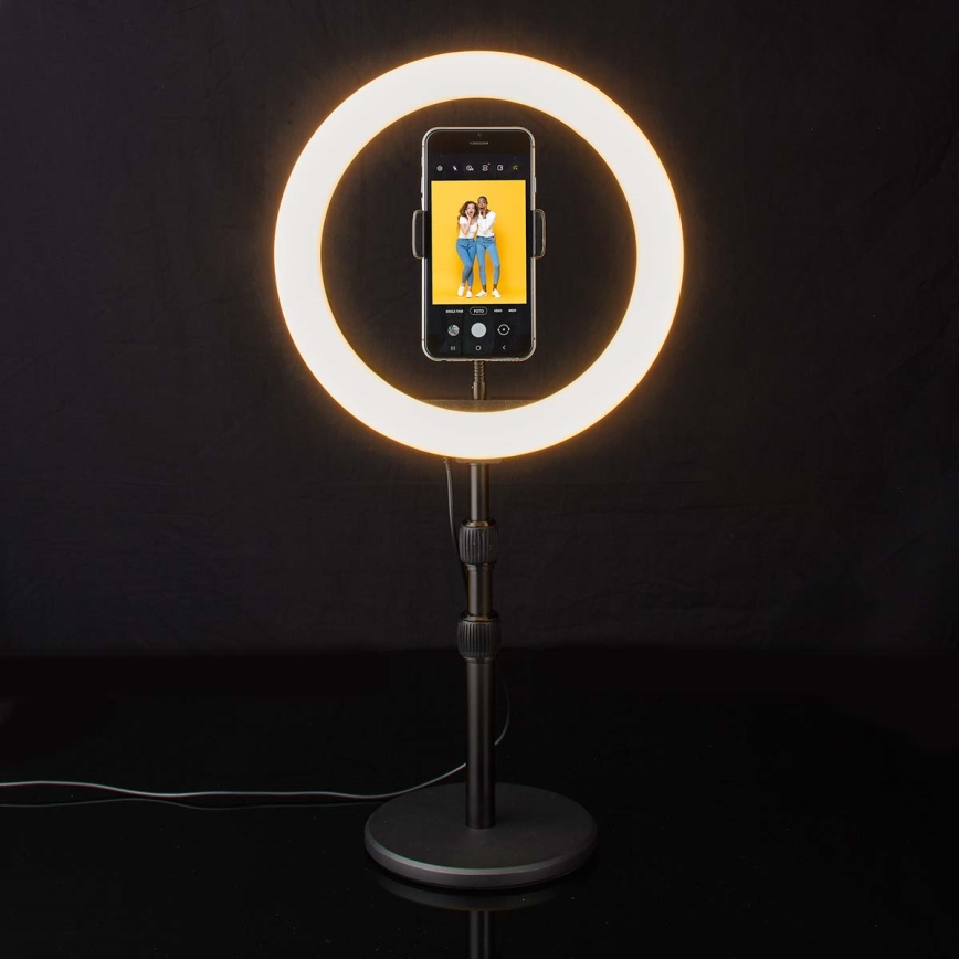 Lámpara LED regulable con pie y soporte para vlogging LED/6W/USB 2700-6700K