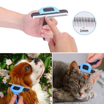 Nobleza - Cepillo para perros y gatos azul 10,5 cm