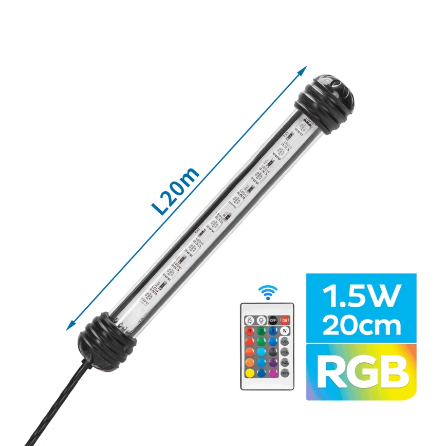 Nobleza - LED RGB Iluminación para acuarios LED/1,5W/230V IPX7 + control remoto