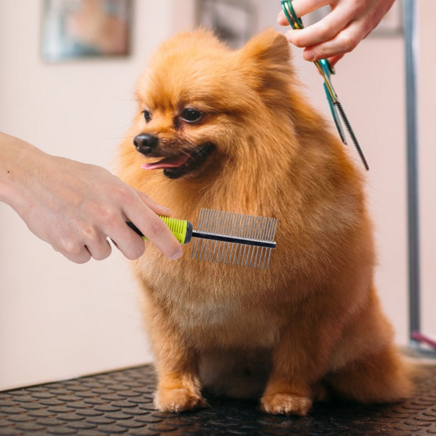 Nobleza - Peine de doble cara para perros y gatos Verde