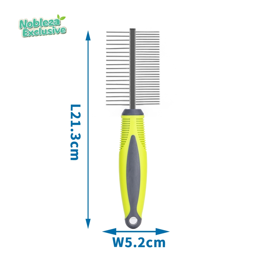 Nobleza - Peine de doble cara para perros y gatos Verde