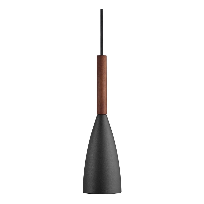 Nordlux - Lámpara colgante PURE 1xE27/40W/230V diá. 10 cm negro/nogal