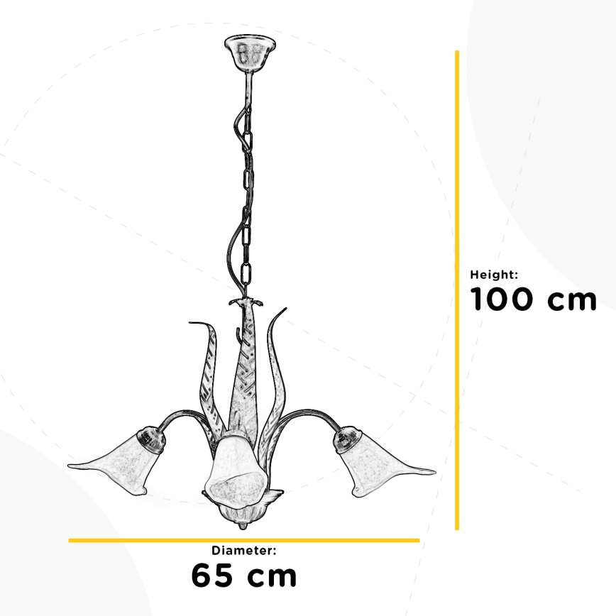 ONLI - Lámpara colgante con cadena ALGA 3xE14/6W/230V bronce