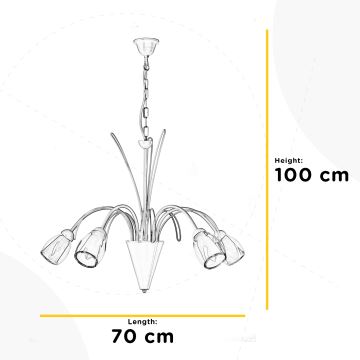 ONLI - Lámpara colgante con cadena ANTEA 5xE14/6W/230V