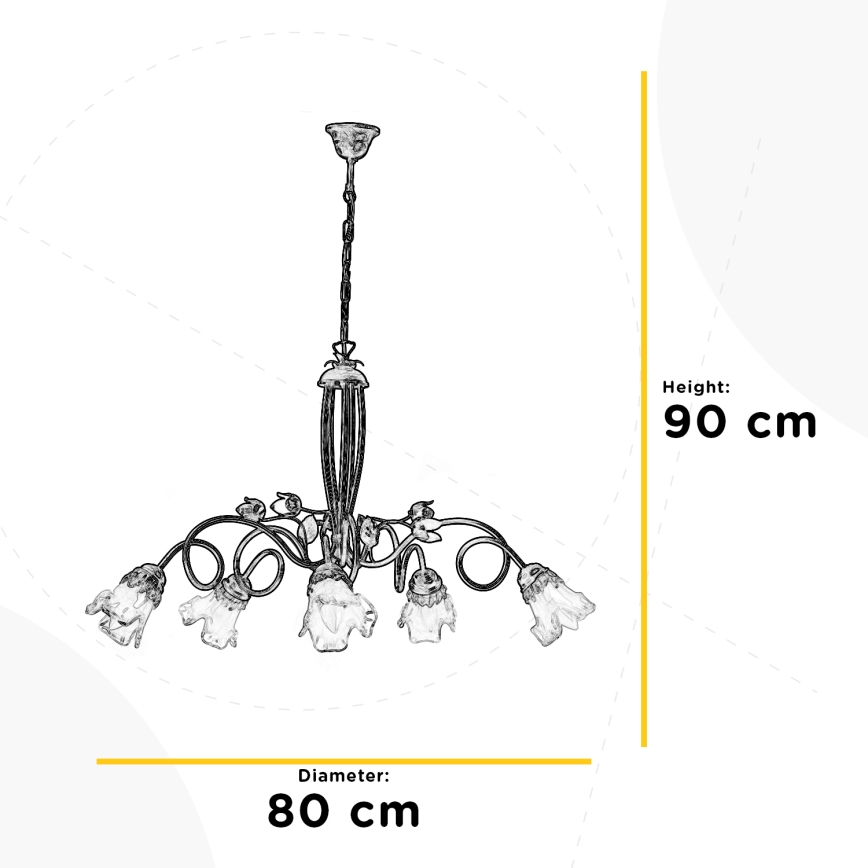 ONLI - Lámpara colgante con cadena ARIANNA 5xE14/6W/230V