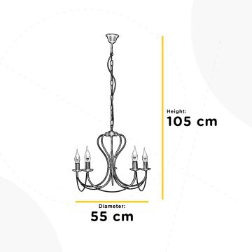 ONLI - Lámpara colgante con cadena CANDELA 5xE14/6W/230V blanco