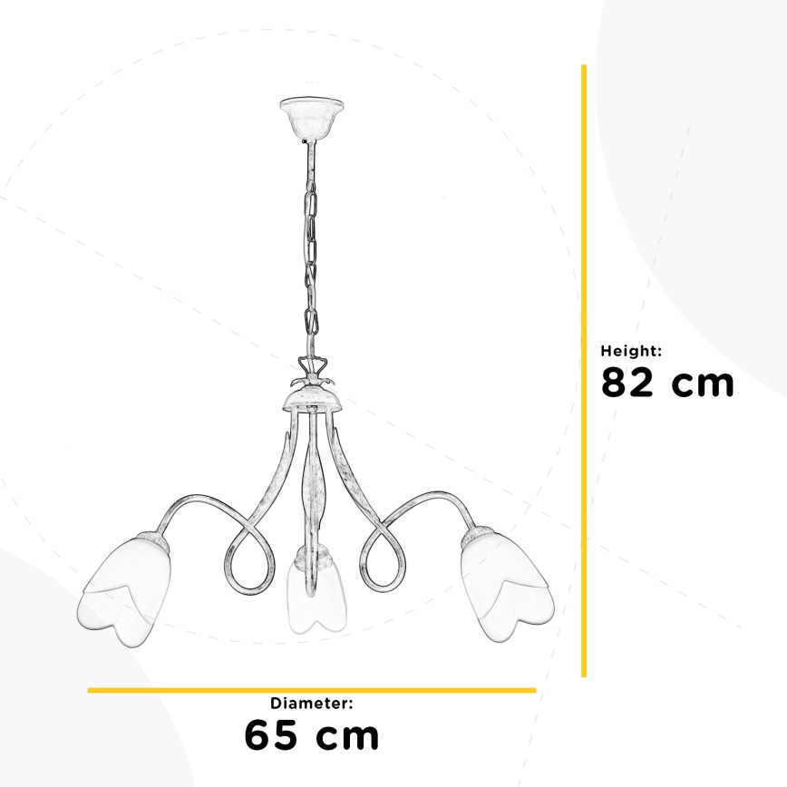 ONLI - Lámpara colgante con cadena DOPPIO GIRO 3xE14/6W/230V bronce