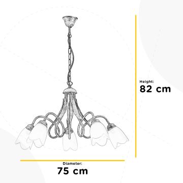 ONLI - Lámpara colgante con cadena DOPPIO GIRO 5xE14/6W/230V dorado