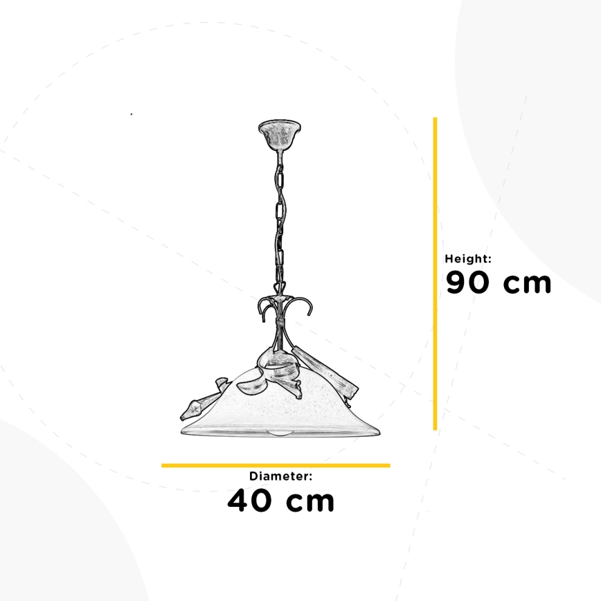 ONLI - Lámpara colgante con cadena LUCREZIA 1xE27/22W/230V color crema