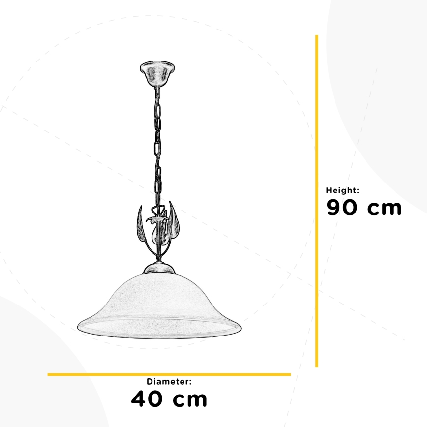 ONLI - Lámpara colgante con cadena MIRA 1xE27/22W/230V diá. 40 cm