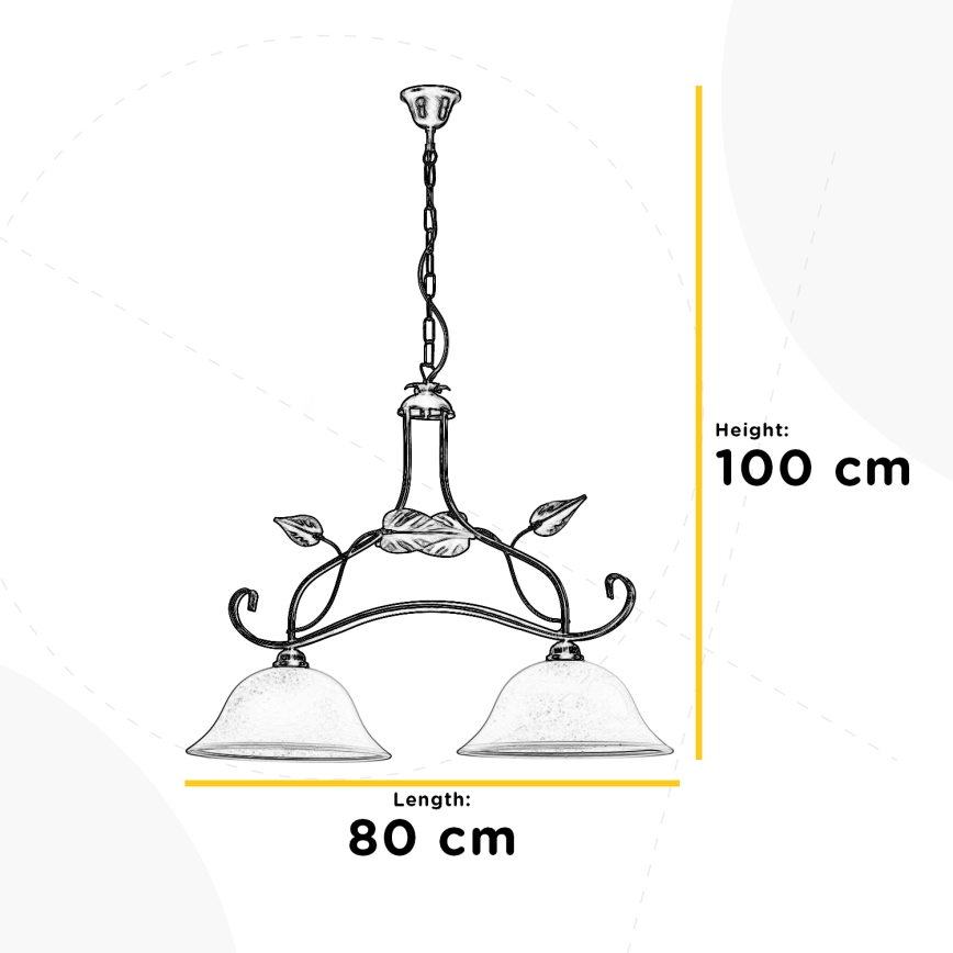 ONLI - Lámpara colgante con cadena MIRANDA 2xE27/22W/230V