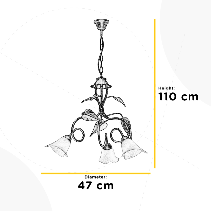 ONLI - Lámpara colgante con cadena MIRANDA 3xE14/6W/230V