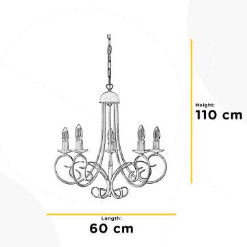 ONLI - Lámpara colgante con cadena POMPEI 5xE14/6W/320V negro