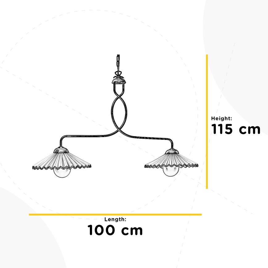 ONLI - Lámpara colgante con cadena ROSINA 2xE27/22W/230V bronce