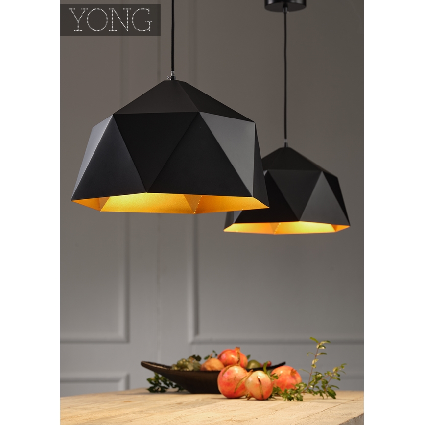 ONLI - Lámpara colgante YONG 1xE27/22W/230V negro diá. 38 cm