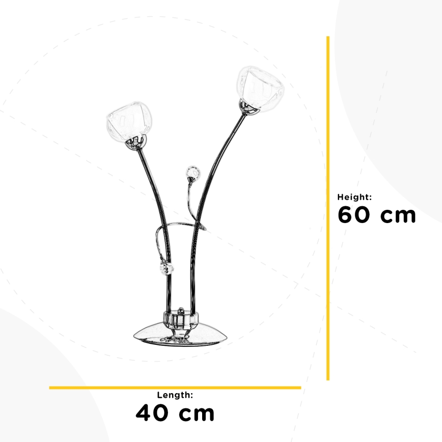 ONLI - Lámpara de mesa WENDY 2xE14/6W/230V 60 cm cromo brillante