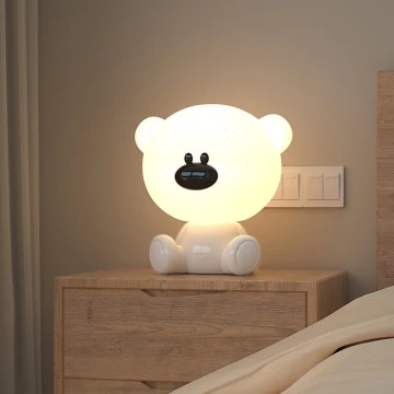 ONLI - LED RGB Lámpara de noche para niños PUPPIES LED/3W/USB osito de peluche 30 cm