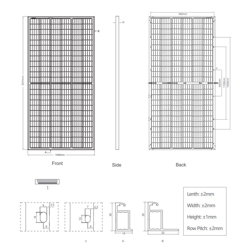 Panel solar fotovoltaico JINKO 405Wp IP67 bifacial - palet 27uds