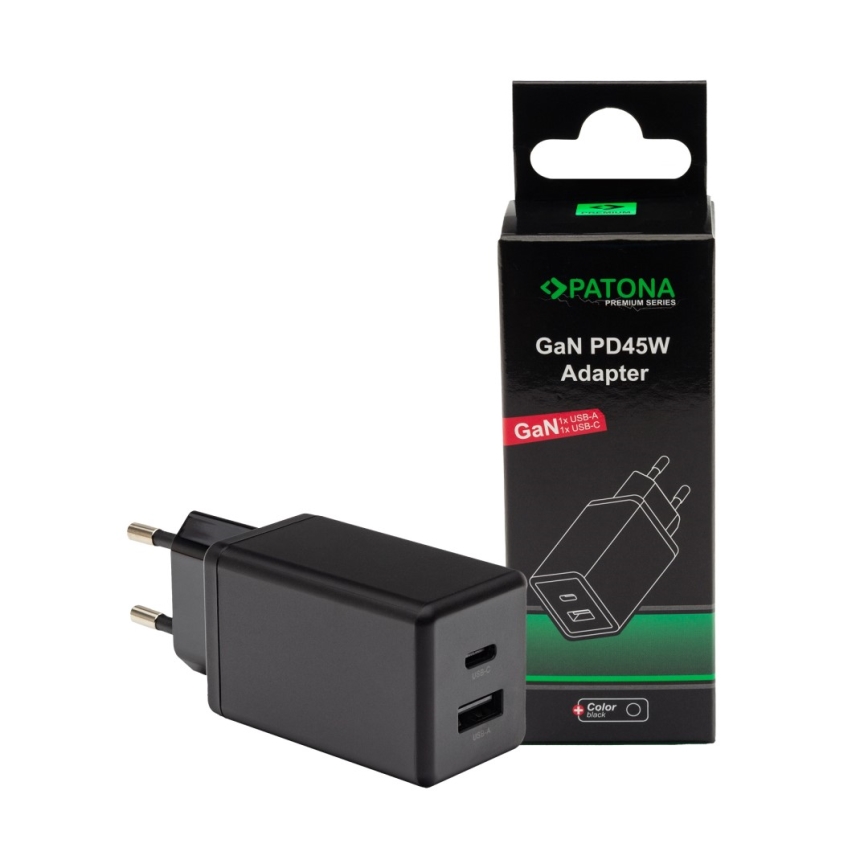 PATONA - Adaptador de carga Power delivery 45W 1xUSB-C/1xUSB-A -PD 3.0