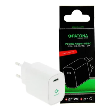 PATONA - Adaptador de corriente USB-C 20W/230V blanco