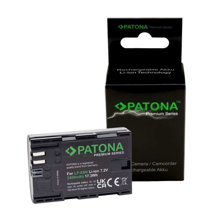 PATONA - Batería Canon LP-E6N 2400mAh Li-Ion Premium 80D