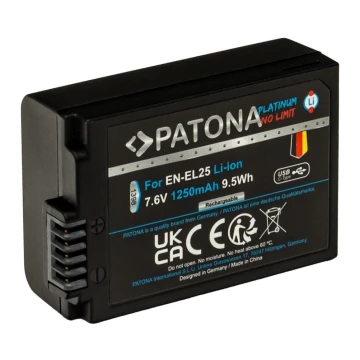 PATONA - Batería Nikon EN-EL25 1250mAh Li-Ion Platinum cargador USB-C