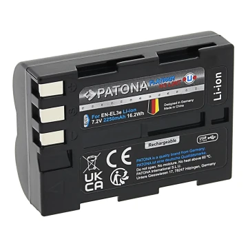 PATONA - Batería Nikon EN-EL3E 2250mAh Li-Ion Platino cargador USB-C