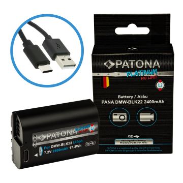 PATONA - Batería Panasonic DMW-BLK22 2400mAh Li-Ion Platinum cargador USB-C